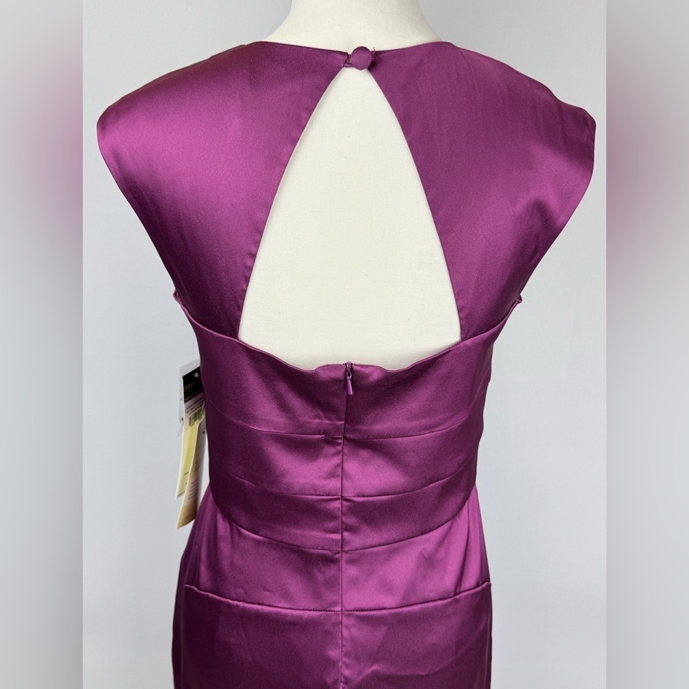 NWT Donna Ricco Purple Sheath Dress Cocktail Dress Square Neck Open Back Size 8 - Picture 6 of 11